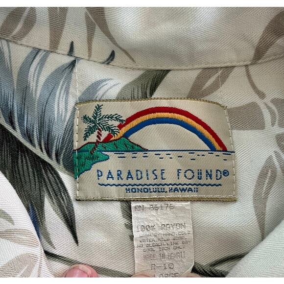 Vtg Paradise Found Short Sleeve Button Up Hawaiian Shirt Made In US-Large - Picture 3 of 6